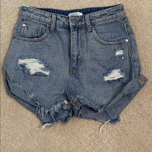 High waisted jean shorts